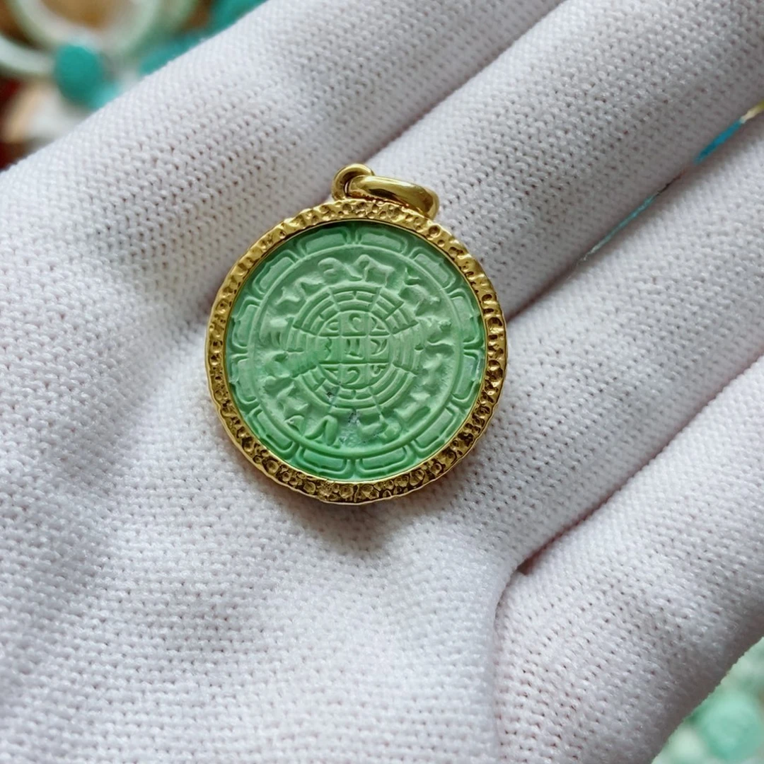 绿松石18K金镶嵌九宫八卦