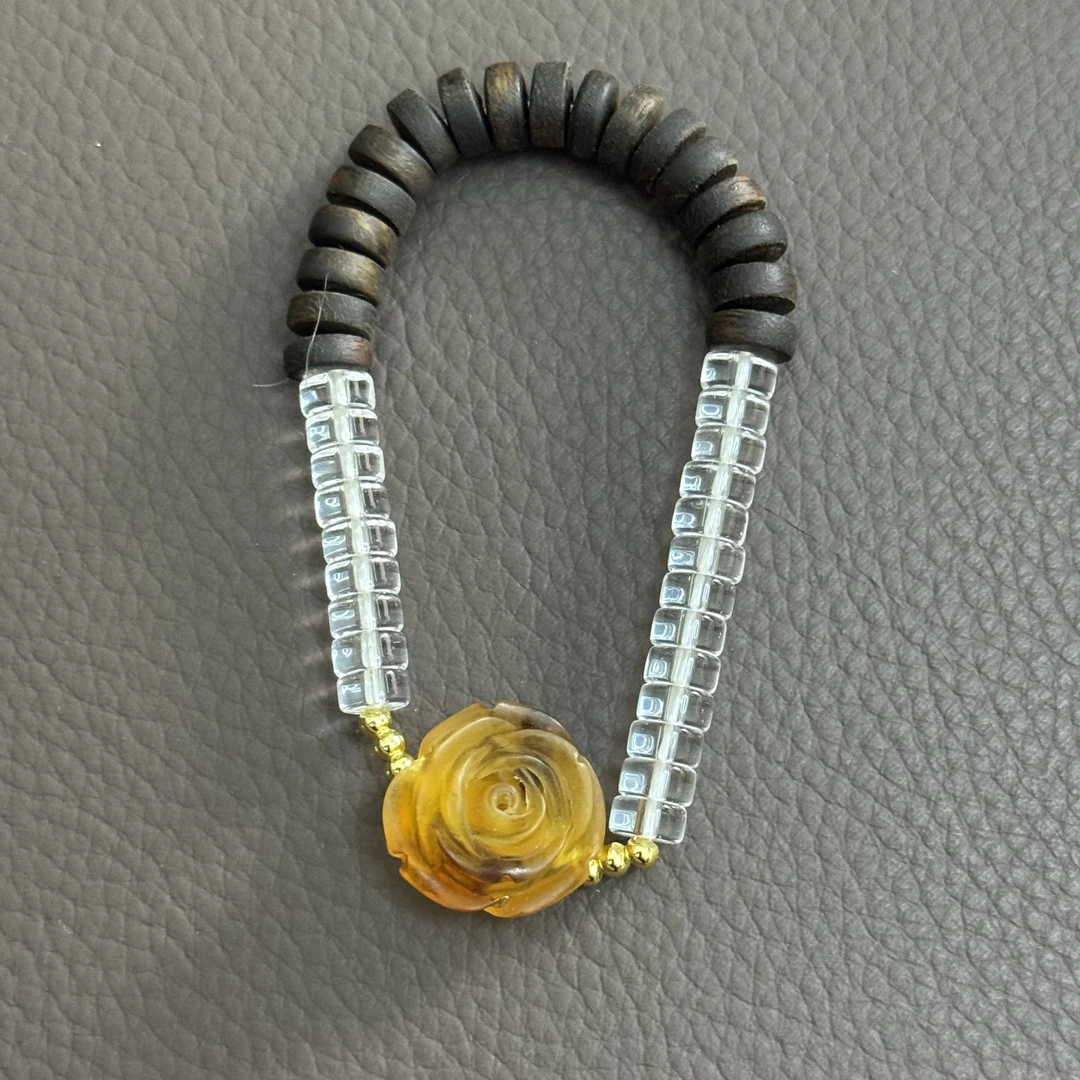非金属仿水晶手链 片片白水jing带玫瑰