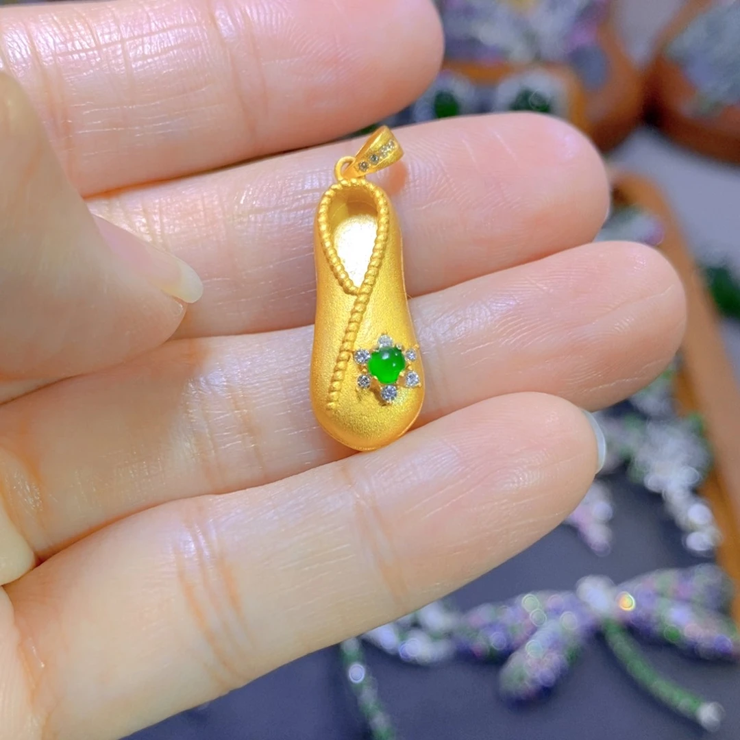 翡翠颈饰银S925镶嵌天然翡翠