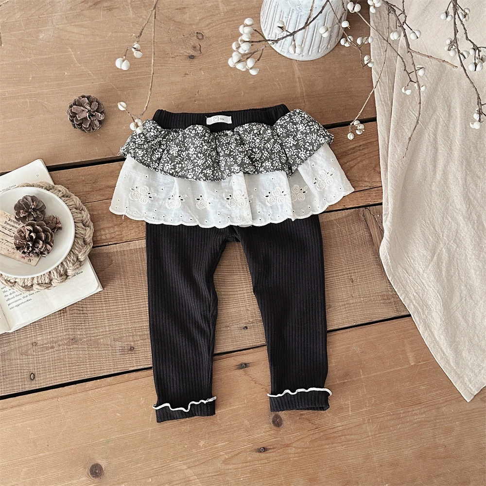 MXD黑色碎花屁帘打底裤