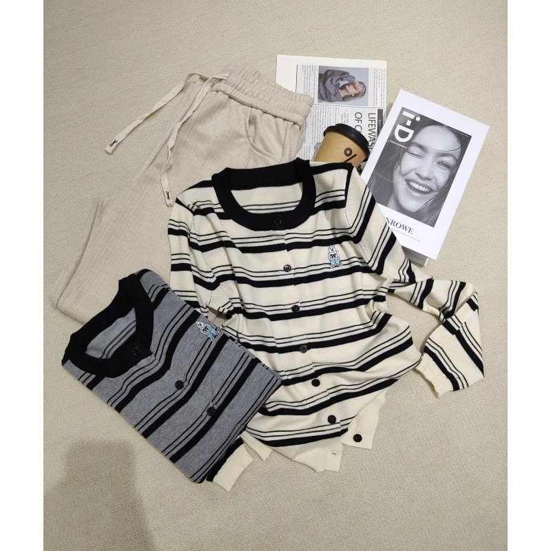 原搭春季2025新款圆领宽松百搭毛衣针织开衫上衣女YHA35161#