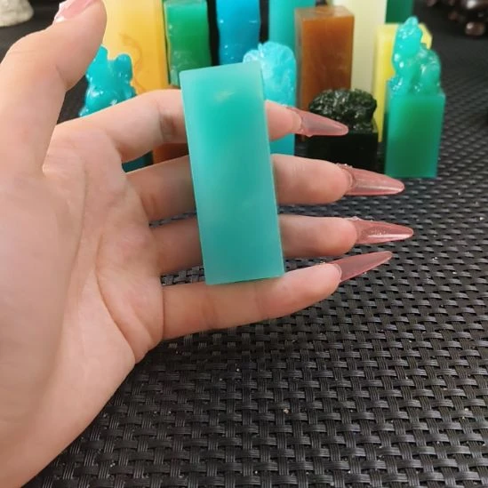 加***宝寿山石印石天空蓝素章六面平