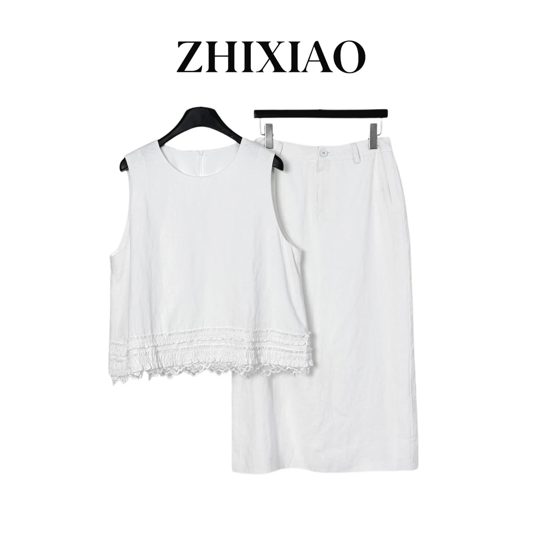 【ZHIXIAO】夏季新款：麻料半裙套装6676