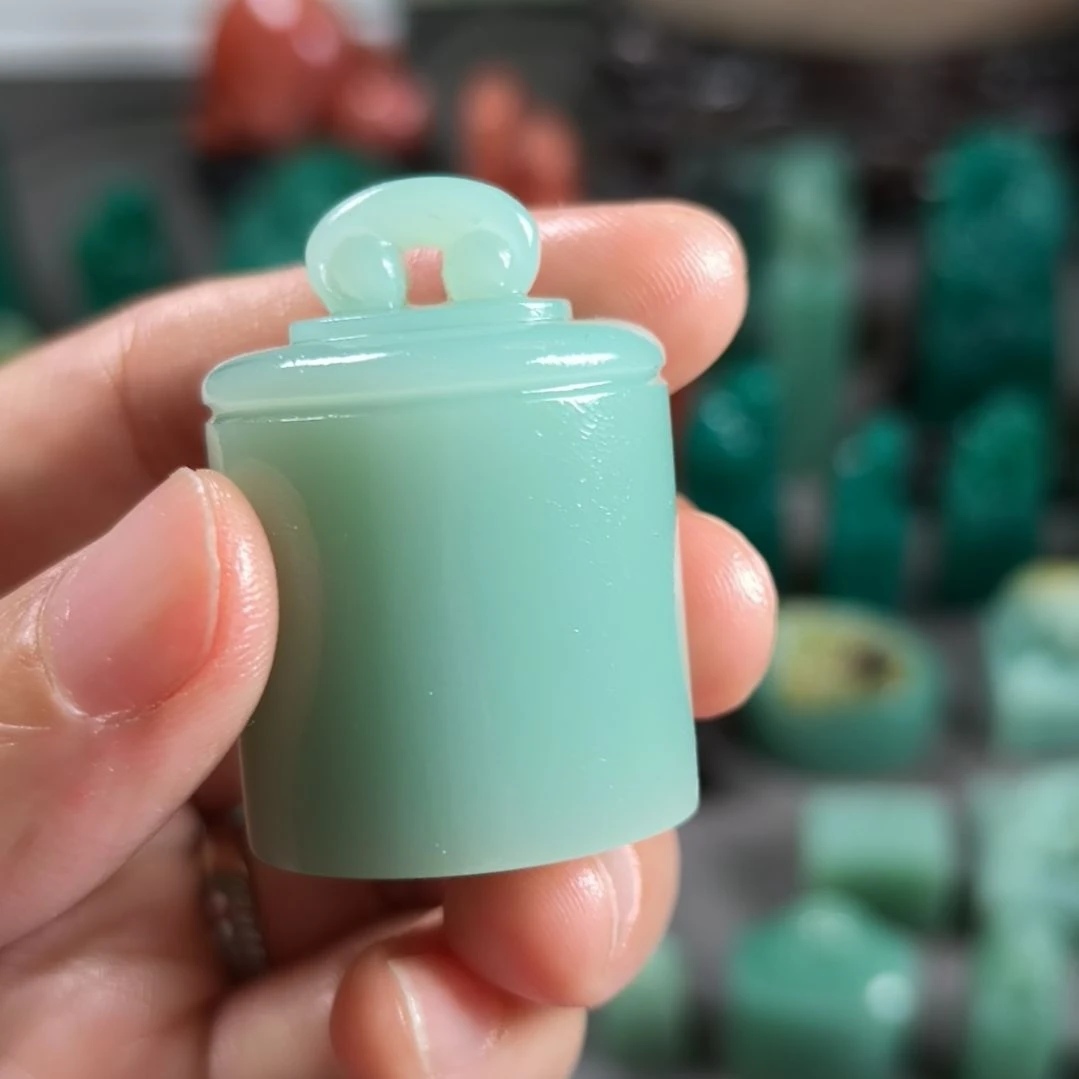 印石昌化石梅子青如意钮1