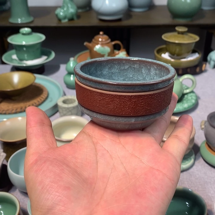 龙泉青瓷手工双釉结合