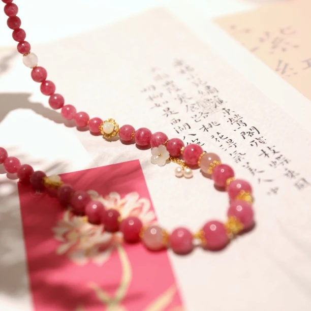 925银银制品 银镶圆珠蔷薇项链SY欧若风珠宝手工气质气质轻奢轻奢