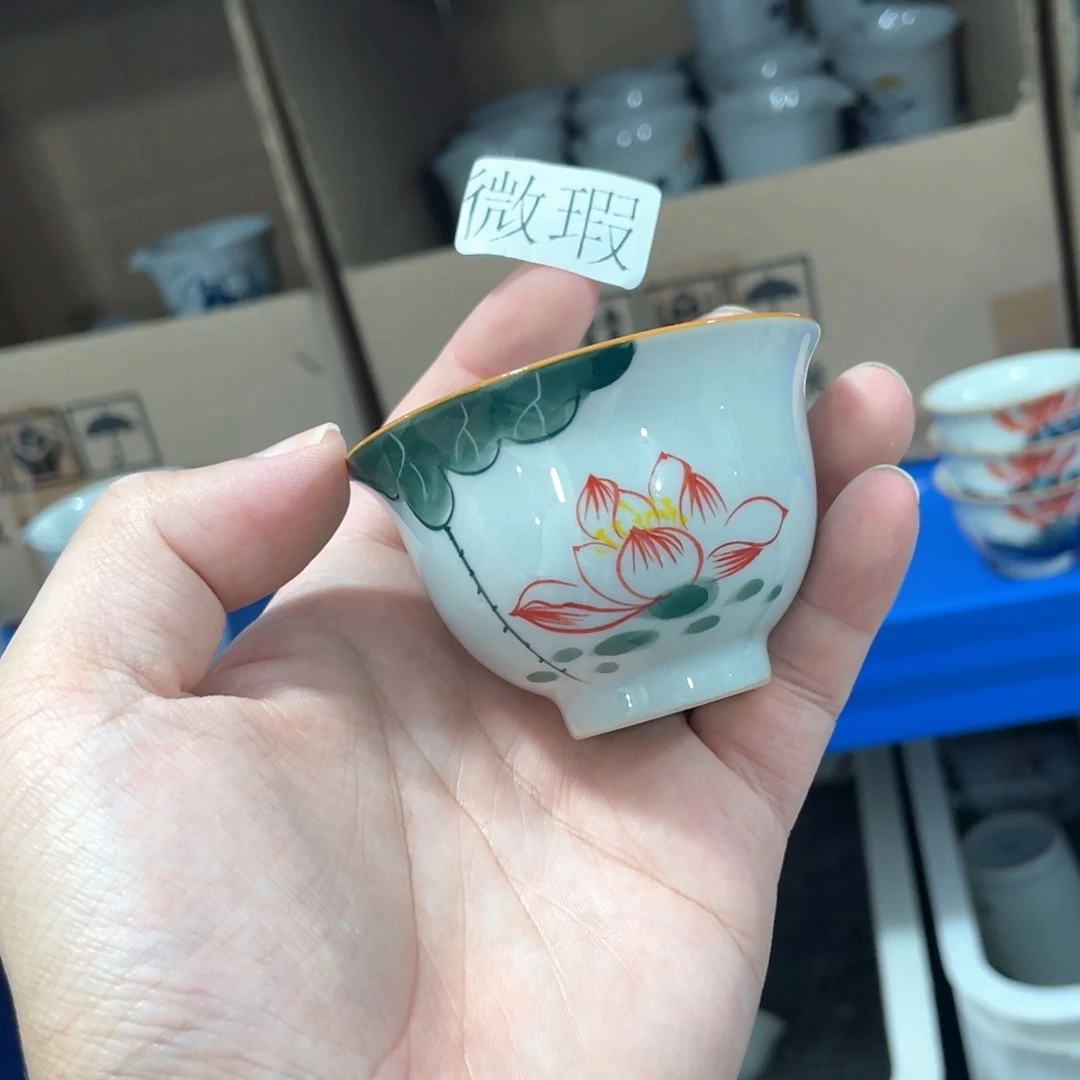 釉下手绘茶具微瑕