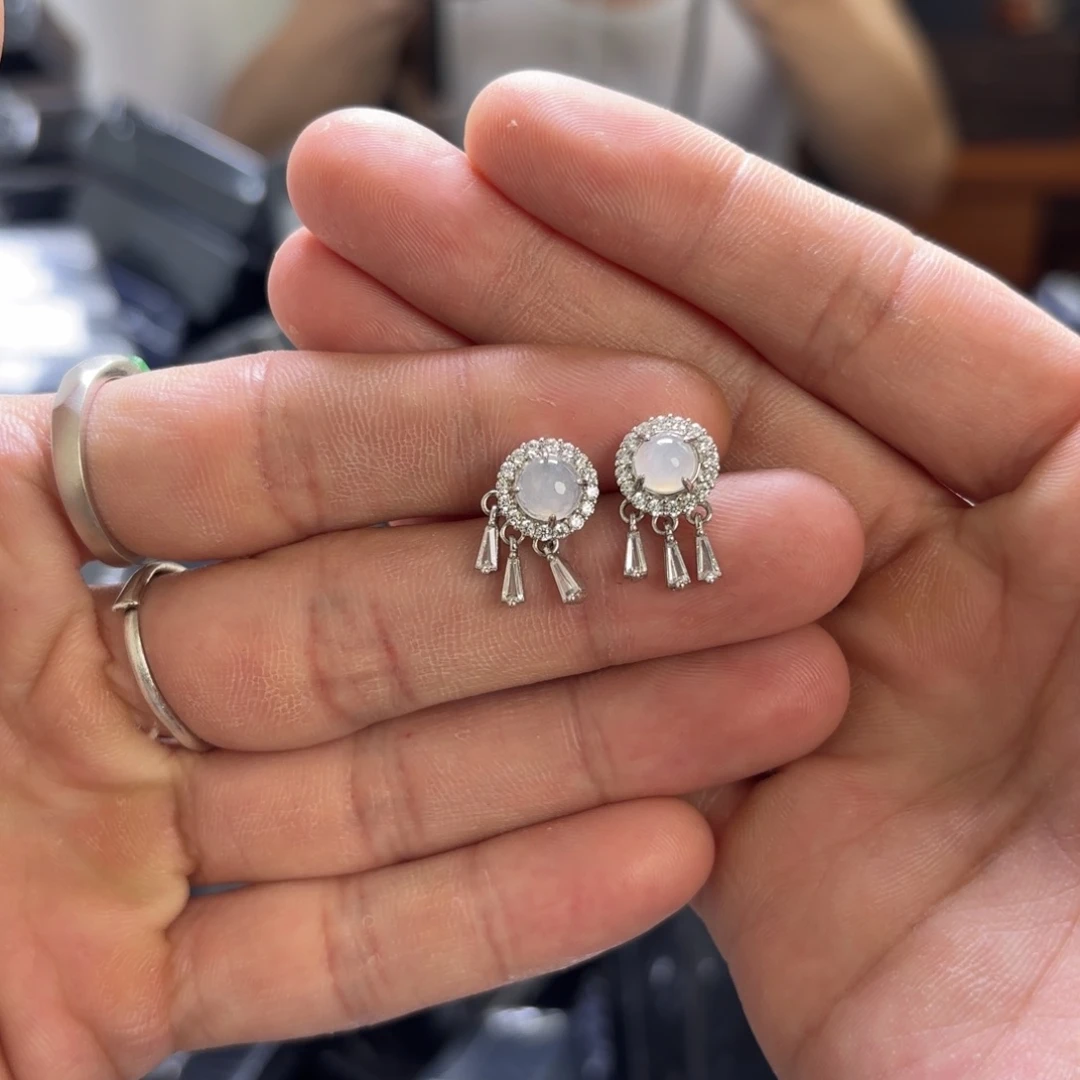 翡翠戒指银S925镀金镶嵌