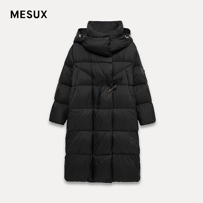 MESUX米岫2025秋冬新品中长款连帽羽绒服外套极简风MNWPL401