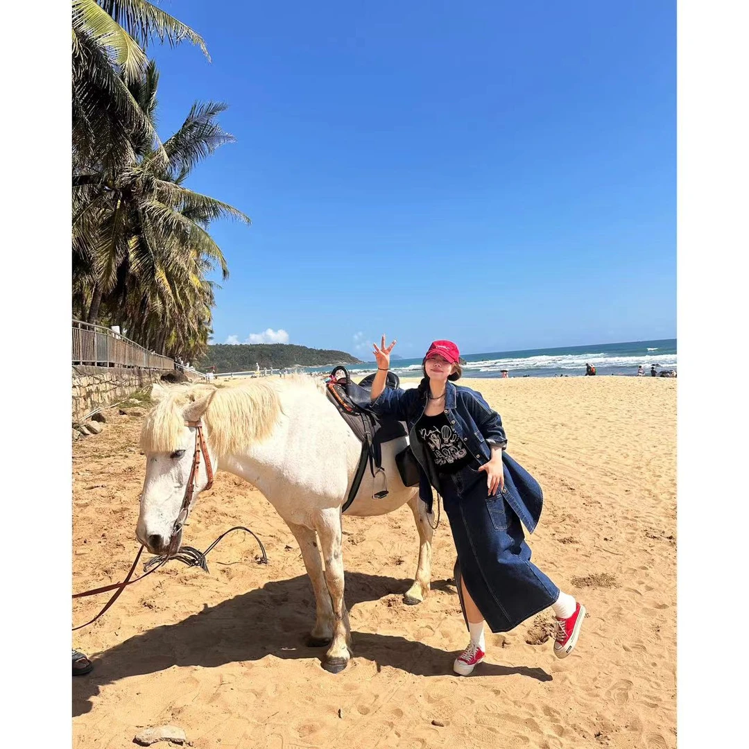 晶咕 【挚爱牛仔-半裙】舒适宽松显瘦开叉中长款牛仔显瘦半身裙春季