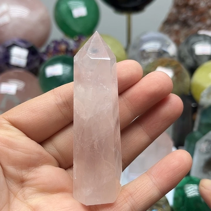 珠宝半成品水晶未镶嵌60克粉水晶柱