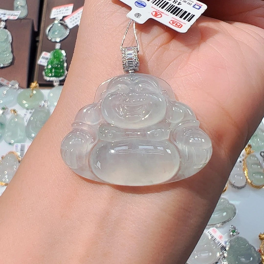 吊坠(不含链)18K金镶嵌翡翠佛公