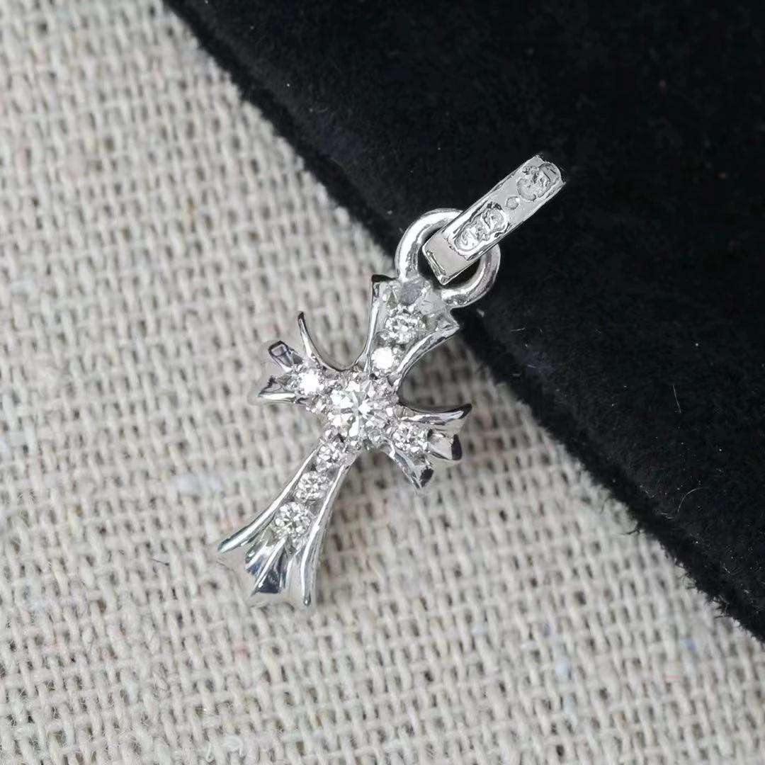 未使用 Chrome Hearts/克罗心 18k白金babyfat十字架吊坠 bbf吊坠