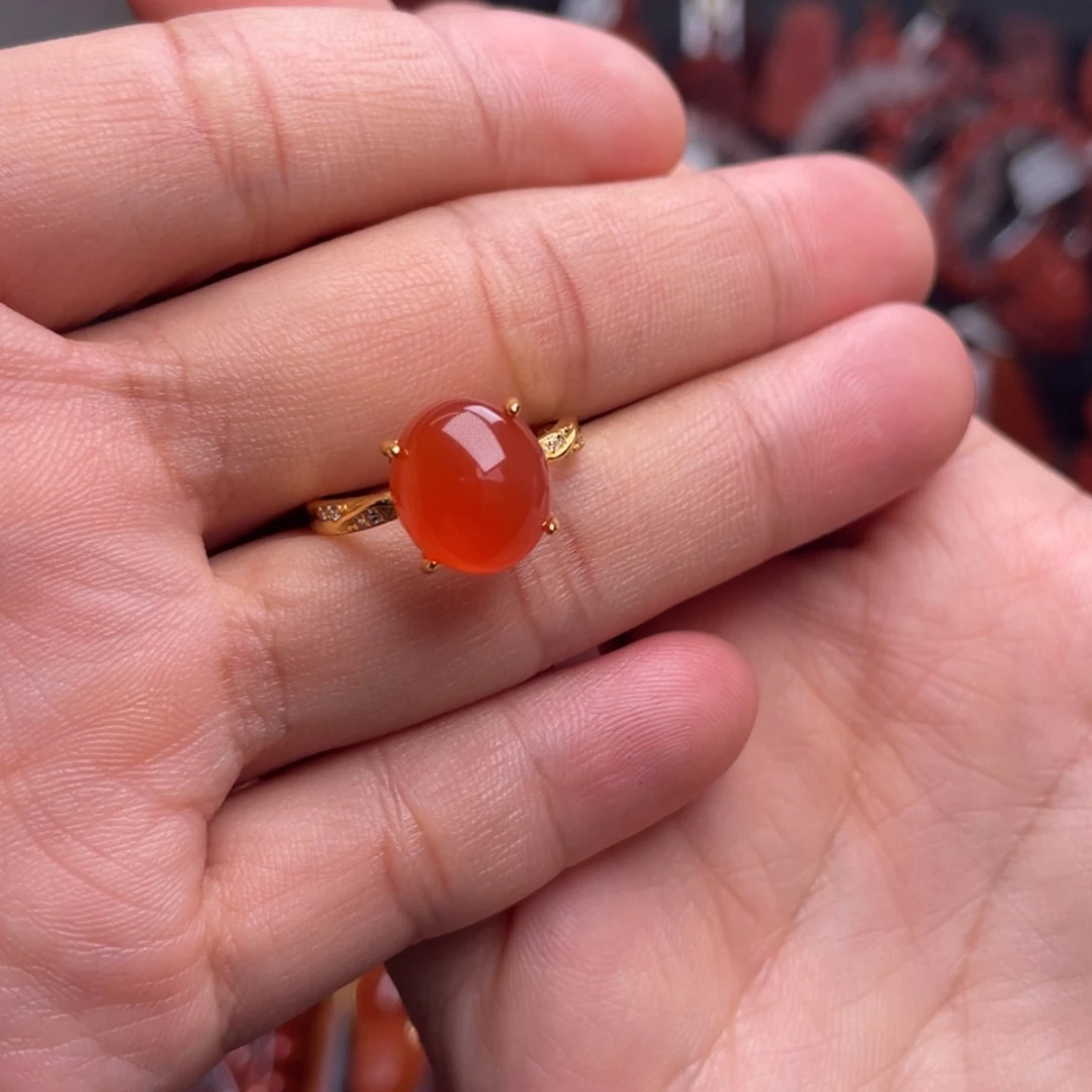 【闪购商品】银S925镶嵌保山冰红戒指南红玛瑙