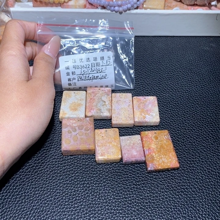 硅化珊瑚（珊瑚玉）颈饰合金p****e3622