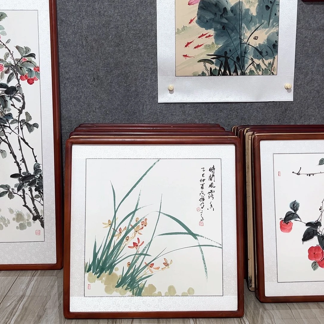 国画书画作品带框63×63
