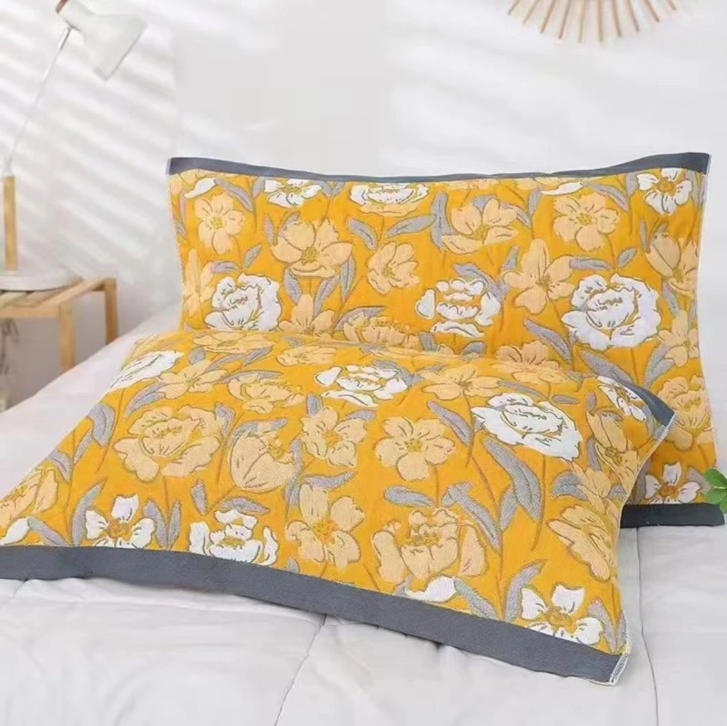 （花簇）52*78cm纯棉纱布加厚四季可用枕巾一对两条