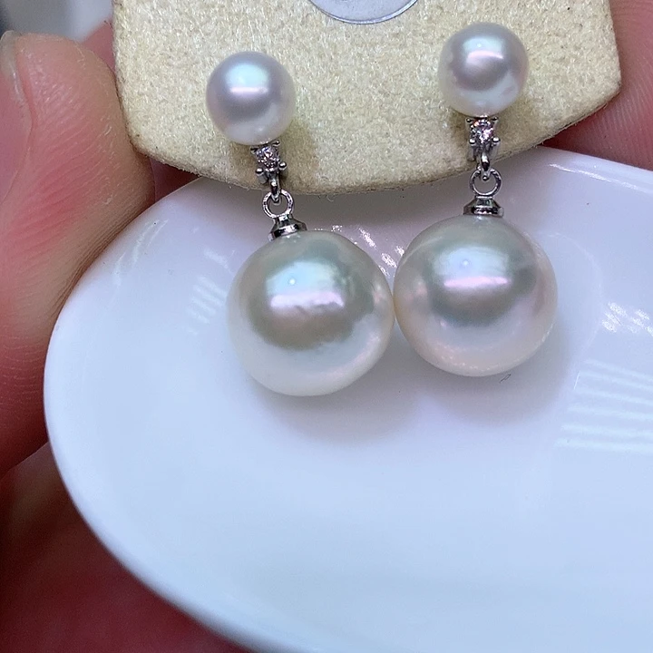 银S925镶嵌耳饰淡水珍珠