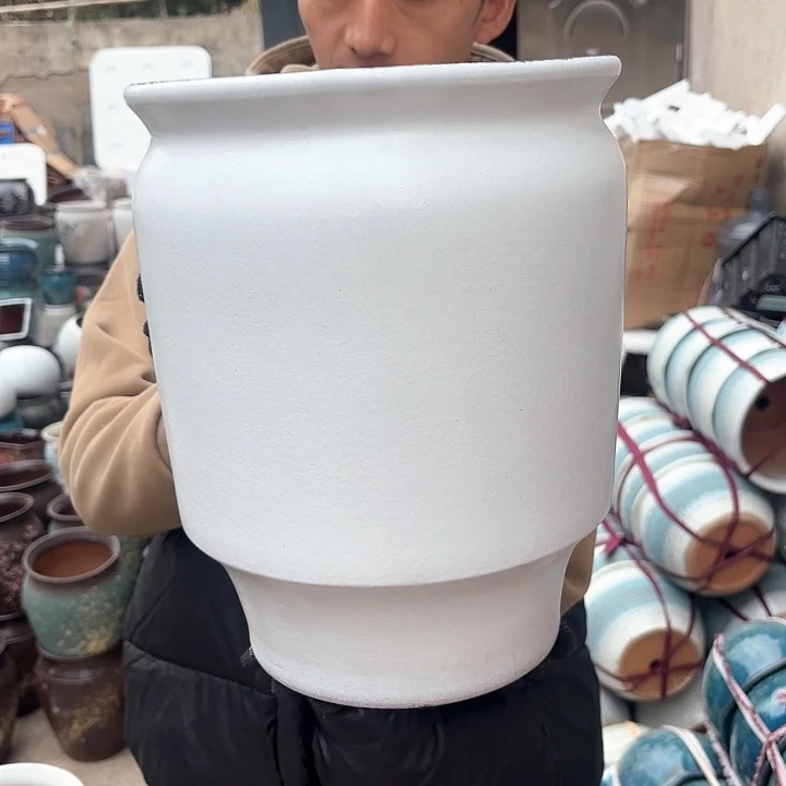 红陶白直口径25高度30