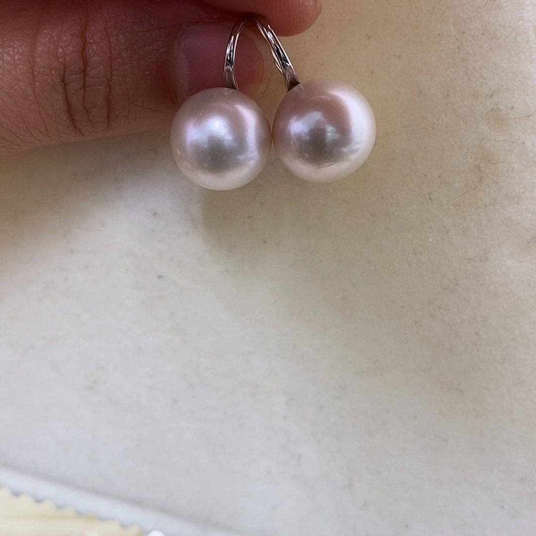 淡水珍珠耳饰银S925镶嵌