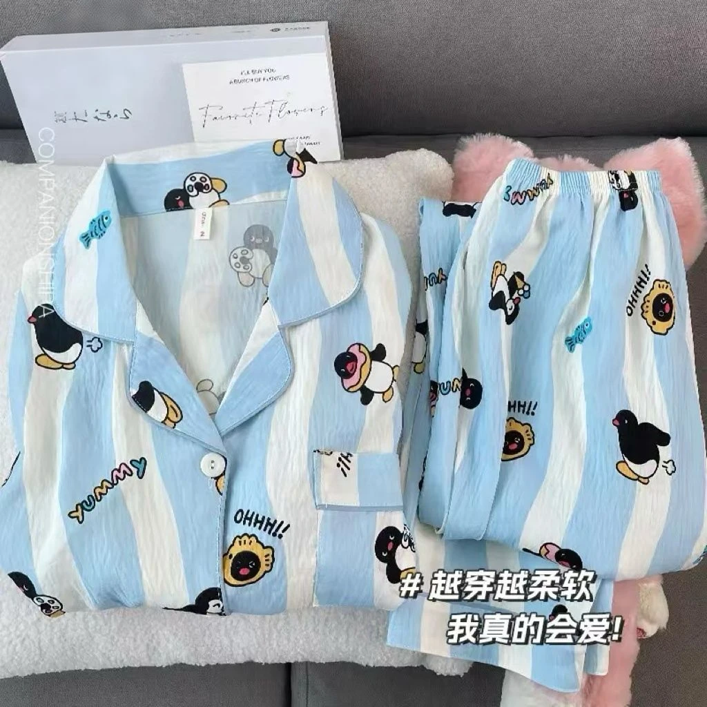 2025韩系小狗云朵棉可爱长袖睡衣女秋冬舒适家居服套装爆款薄款