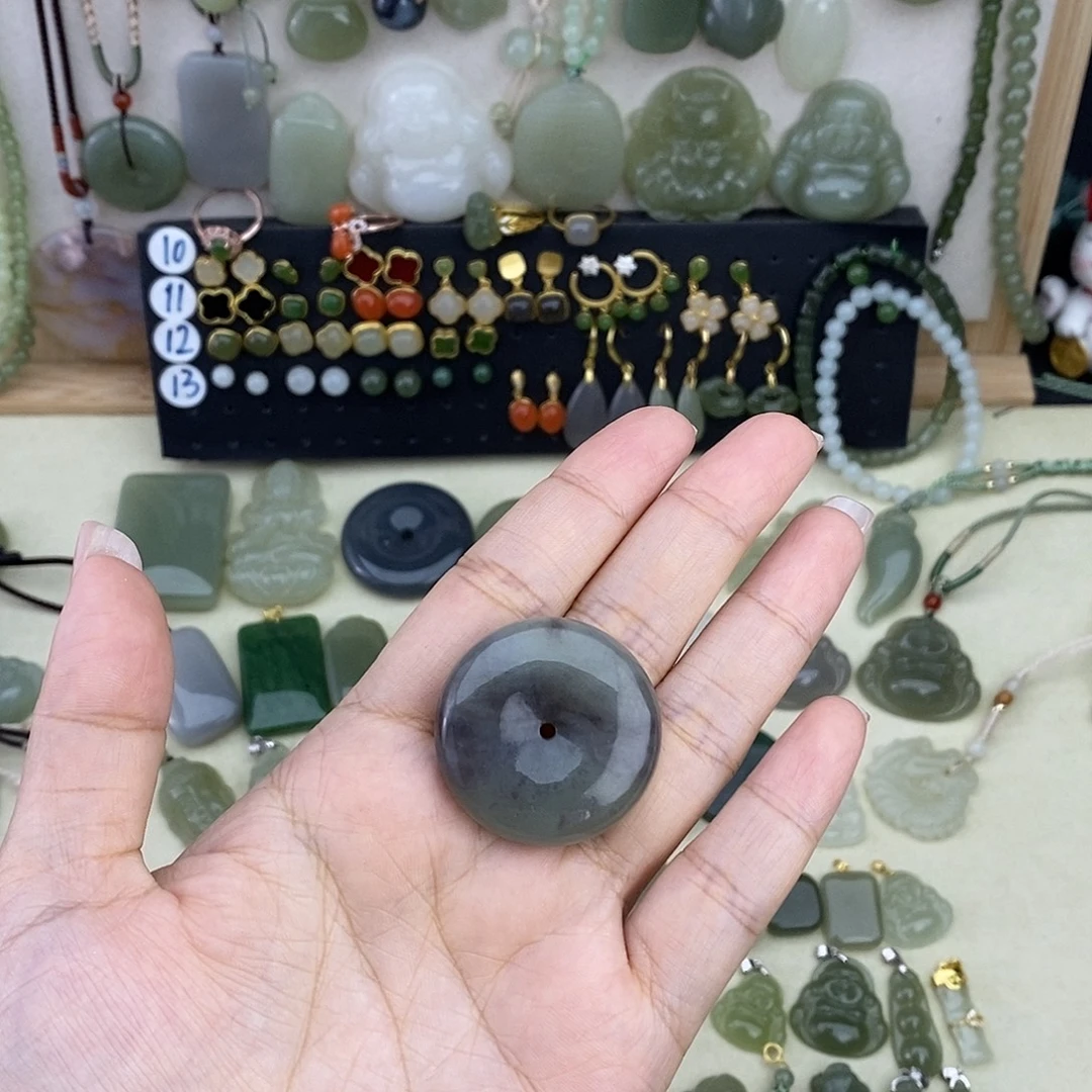 和田玉银S925镶嵌吊坠(不含链)