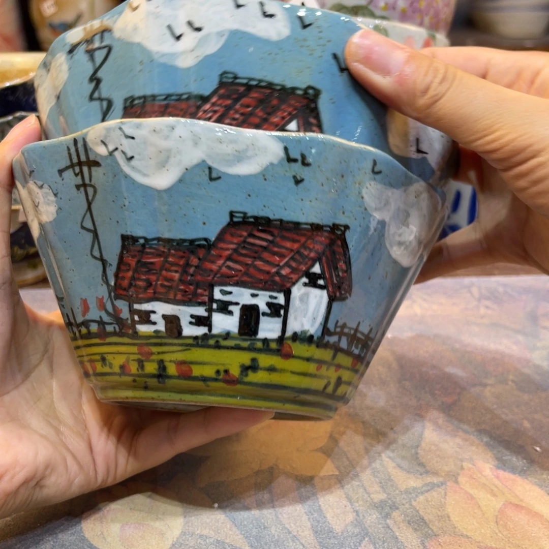 蝴***兰瓷片景德镇手工制作微瑕