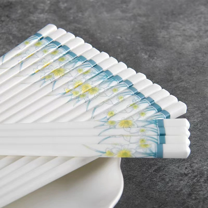 水仙花骨瓷筷子10双+饭铲 不带礼盒 破损补发