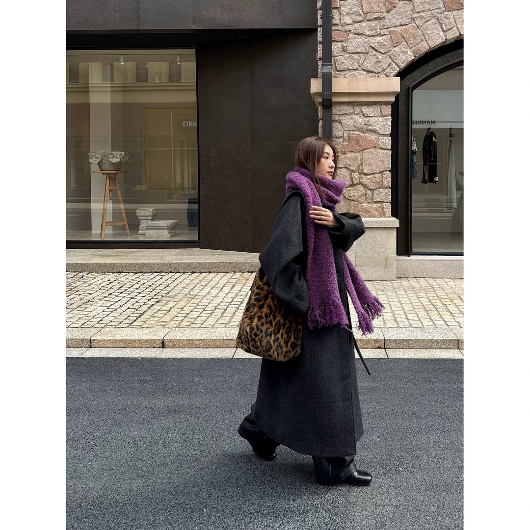 INAIEN “暖冬叙事”立领羊毛插肩袖气质氛围感大衣 P8577