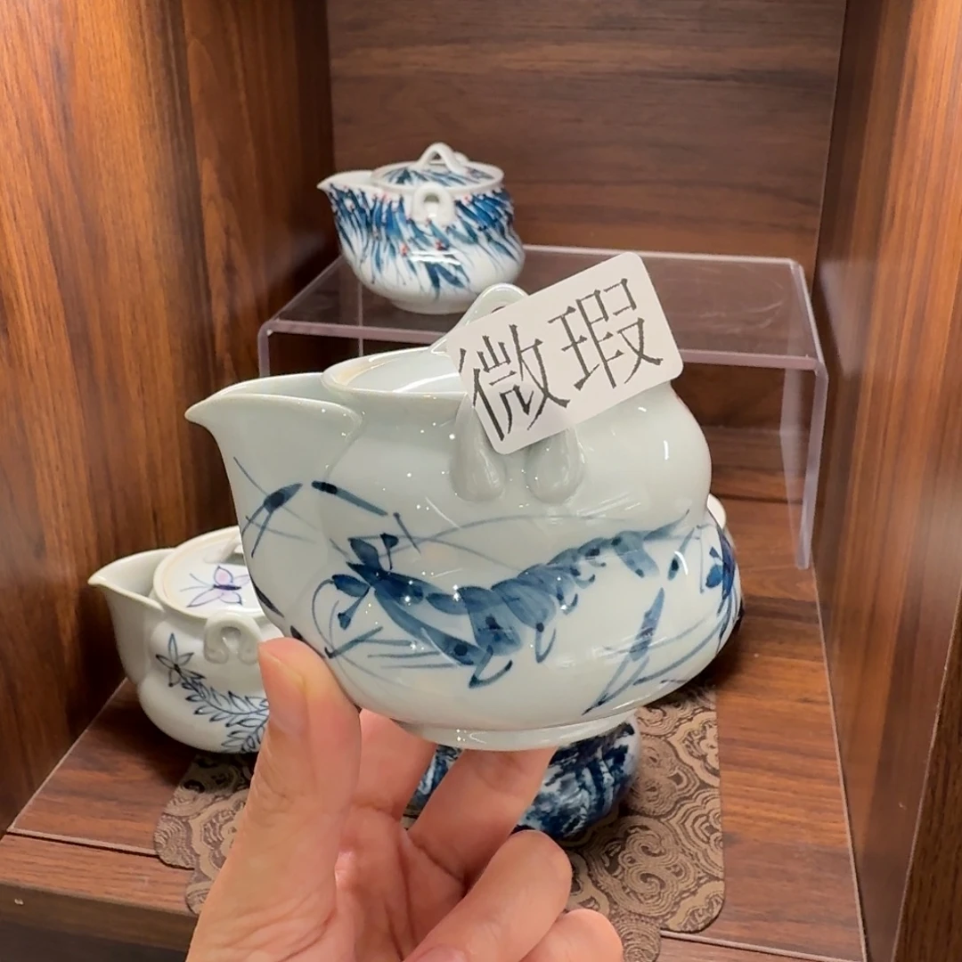 釉下手绘茶具微瑕