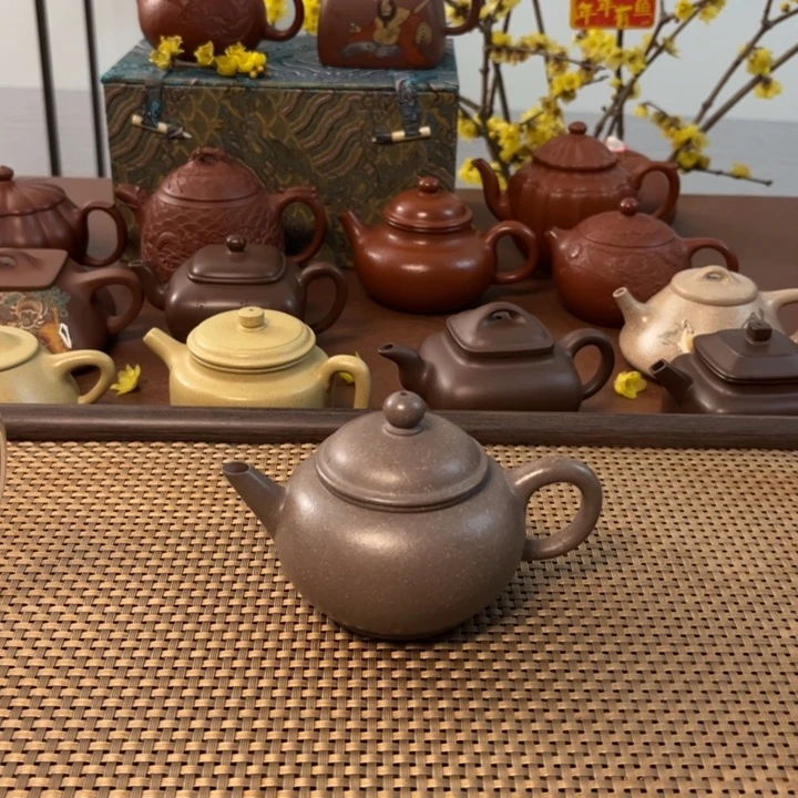 紫砂茶壶水平天青泥半手壶