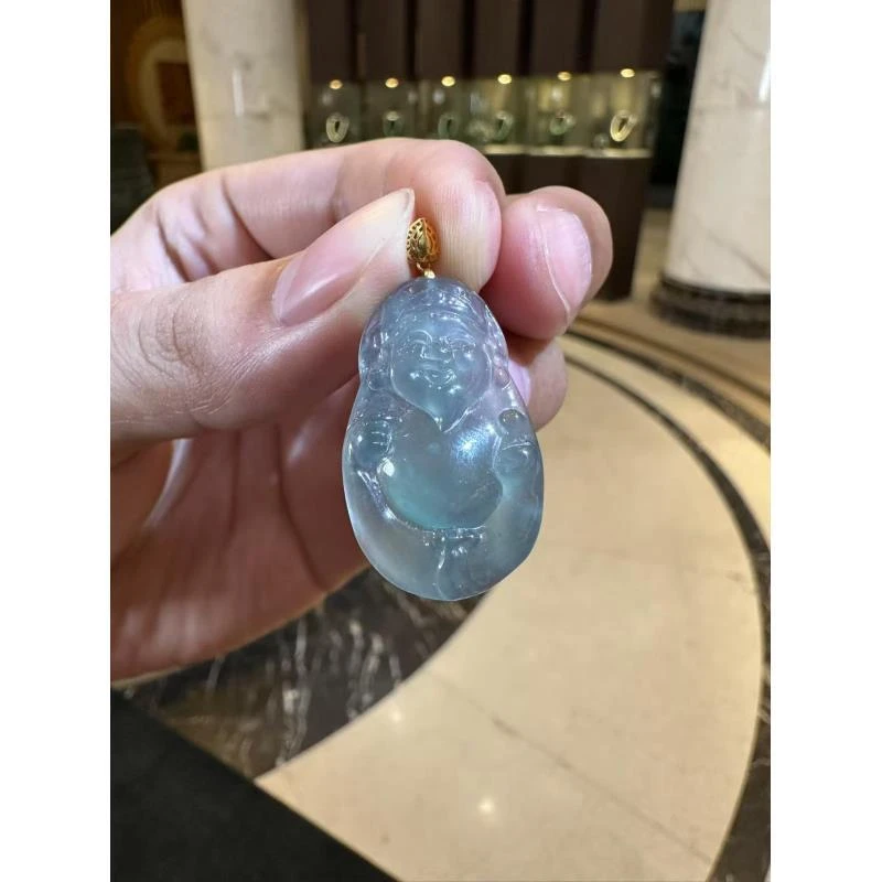 天然A货翡翠HJ19财神白冰吊坠多样性发一