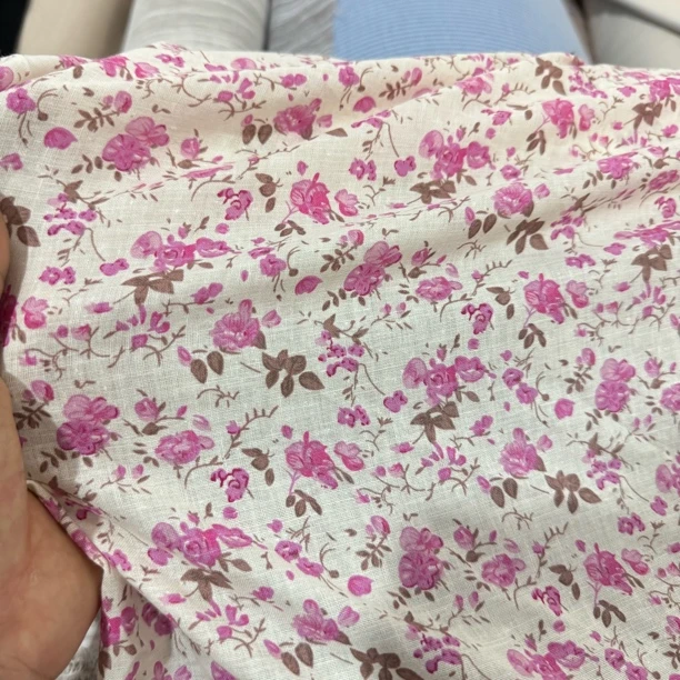 34 纯植物80支数码印花苎麻面料3米价 轻薄柔软透气不扎