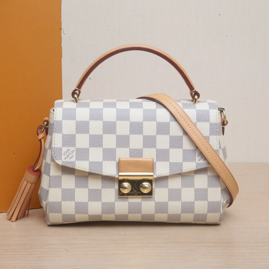 95新 LouisVuitton/路易威登 单肩包手柄邮差包白棋格 P205843220