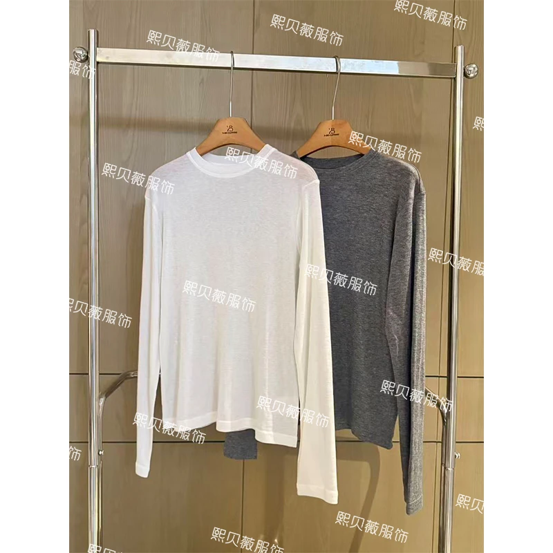 熙贝薇6【必备打底】秋季天丝羊毛宽松长袖后背小标针织T恤 G5286