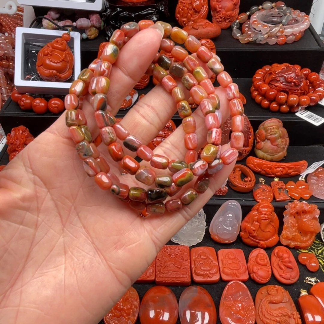 南红玛瑙未镶嵌包浆随性多圈