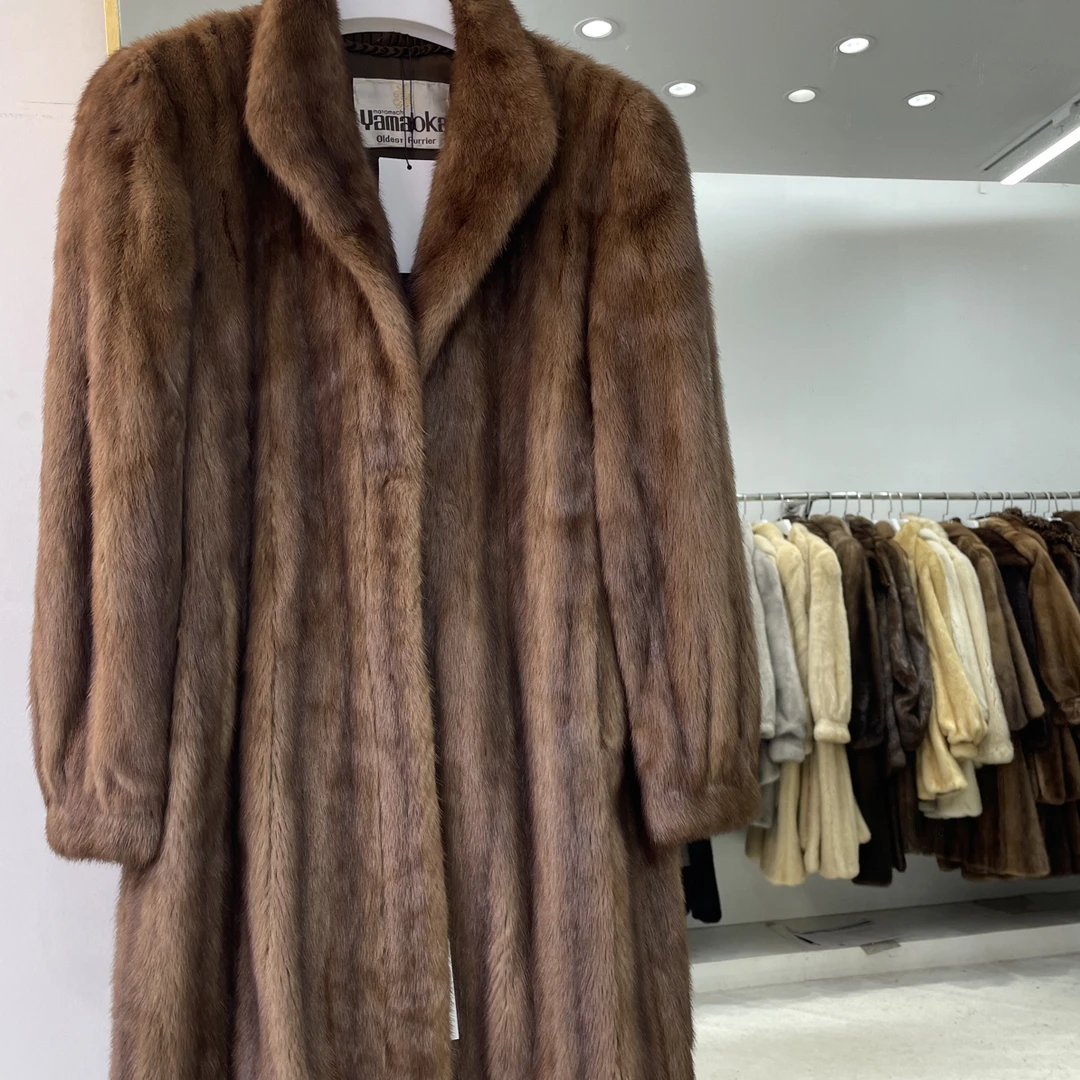 【W636】棕色中长款立领（胸围114衣长同款100）整皮貂皮皮草全抽冬季