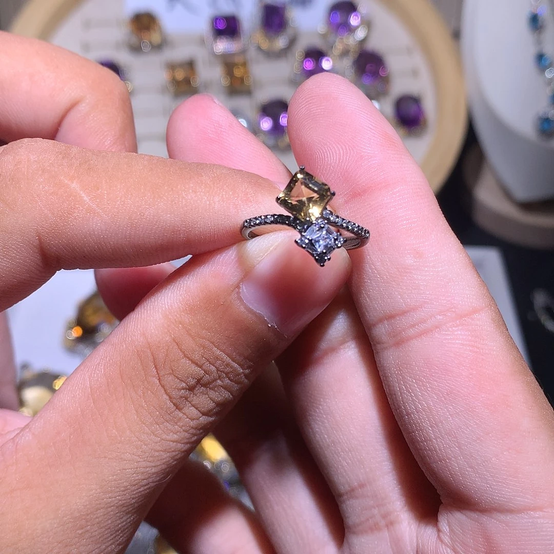 紫晶戒指银S925镶嵌戒指