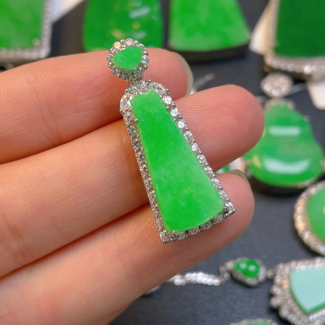 翡翠银S925镶嵌吊坠(不含链)