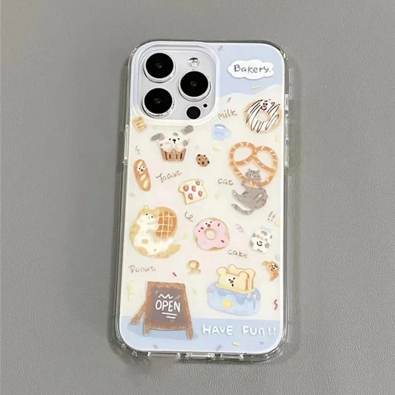 奥菲顿可爱饼干猫咪适用iPhone1615大孔手机壳华为vivo小米oppo套