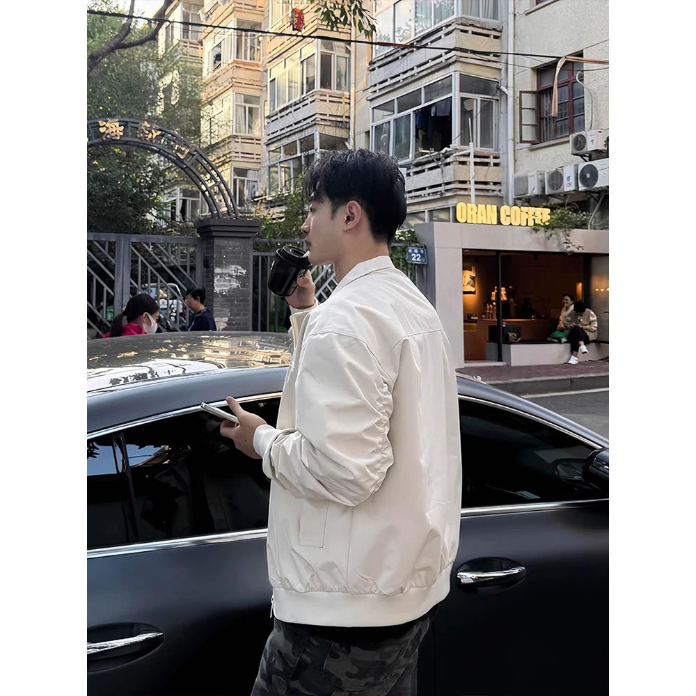 通勤百搭夹克外套春秋款美式廓形短款宽松简约穿搭立领教练棒球服