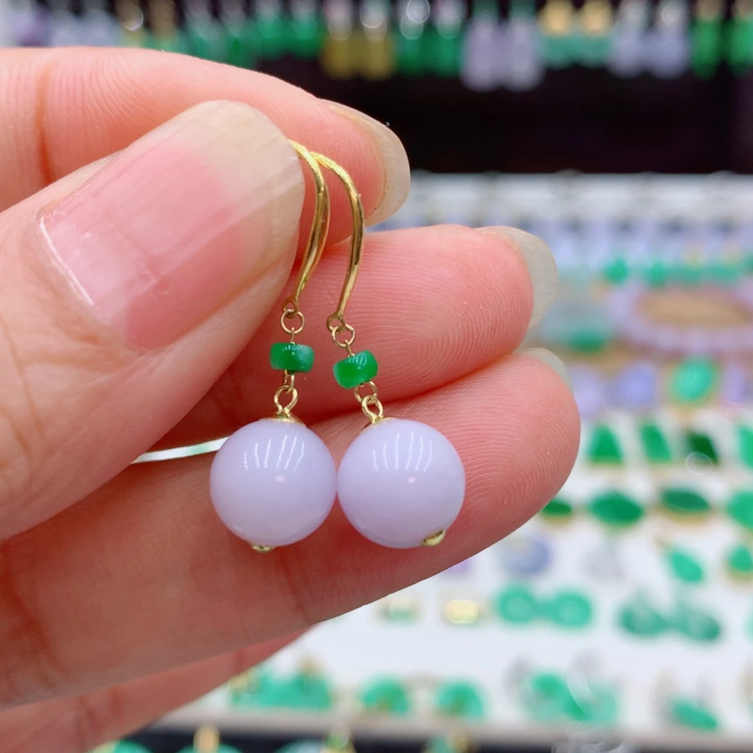 翡翠18K金镶嵌耳饰