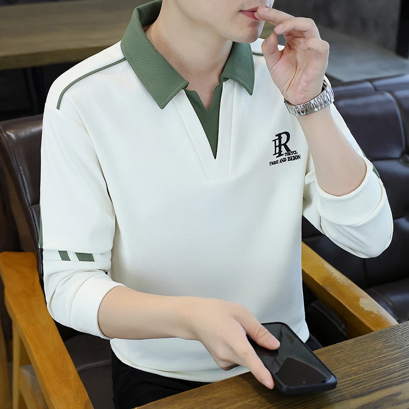 【双11好物】男士秋冬V领拼接卫衣休闲长袖t恤2025新款打底衫潮上衣