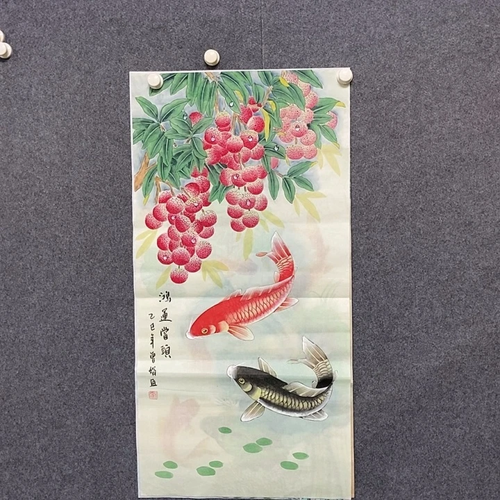 国画三尺工笔花鸟一副