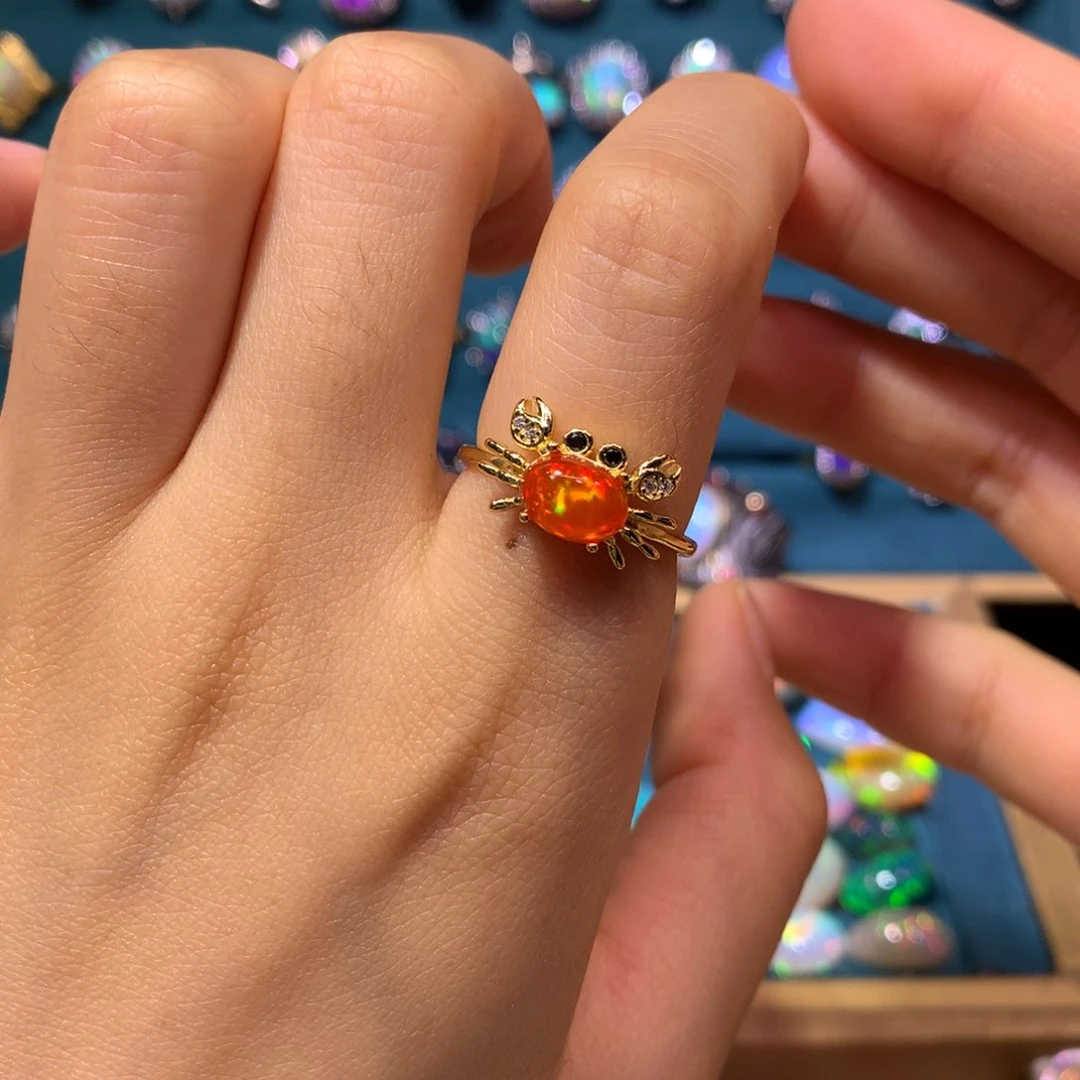 名***要欧泊银S925镀金镶嵌戒指裸石镶嵌