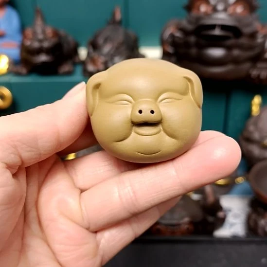 茶宠紫砂小猪黄泥茶宠摆件