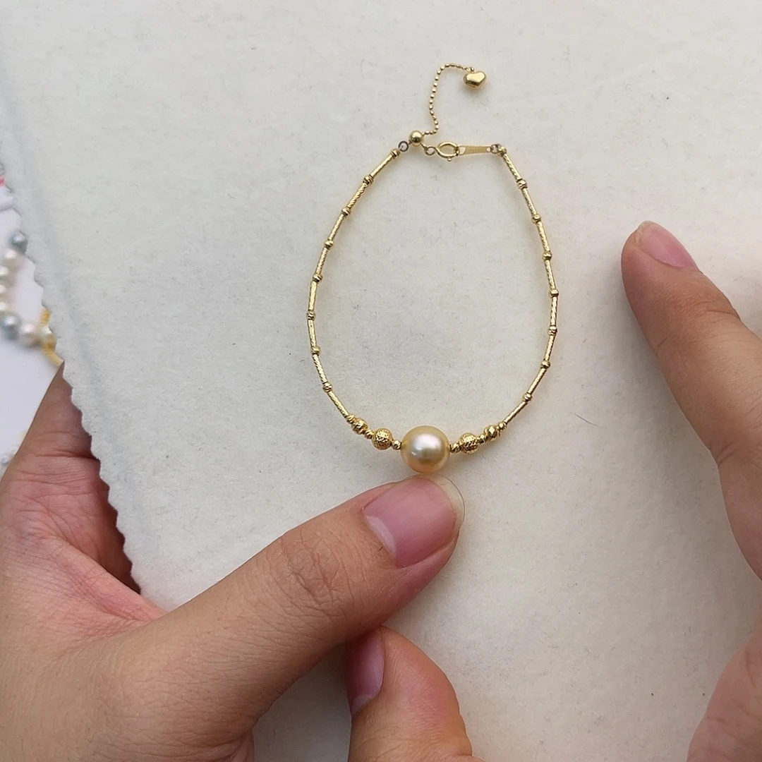 海水珍珠手链18K金镶嵌