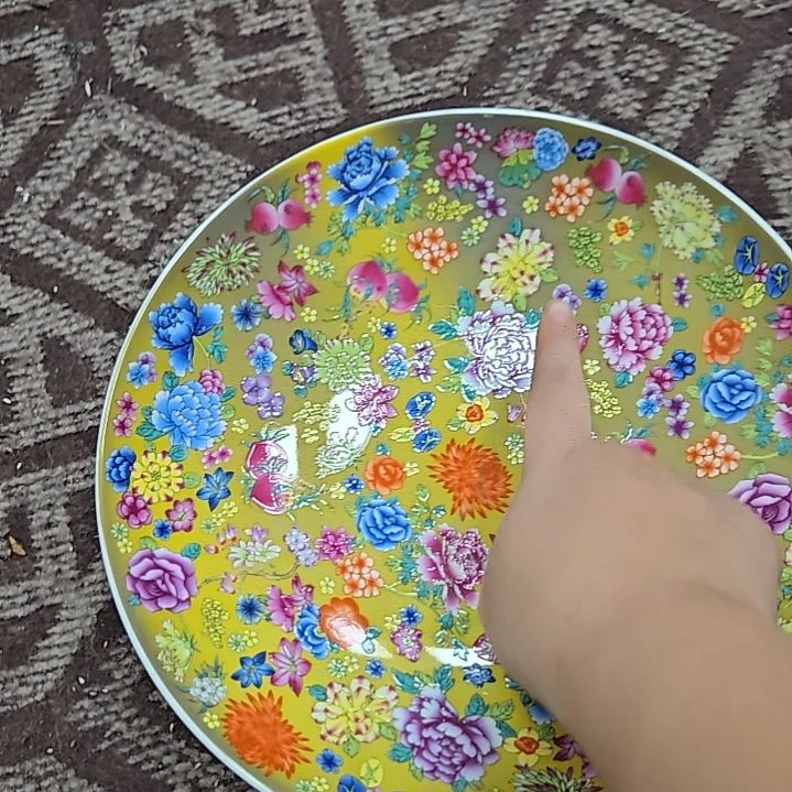 瓷片瑕疵珐琅彩万花10寸1个果盘66666