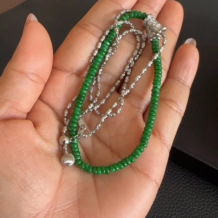 翡翠手链未镶嵌小米珠L