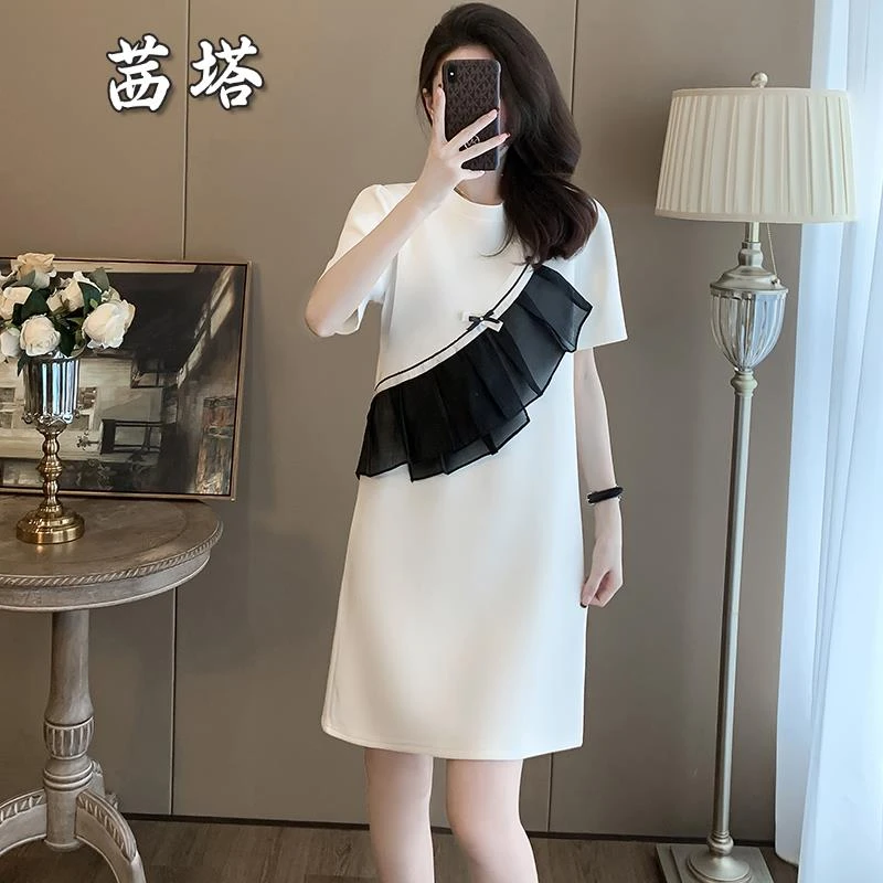 欧货漂亮高端气质连衣裙女夏装新款时尚洋气女神范设计感短袖裙子